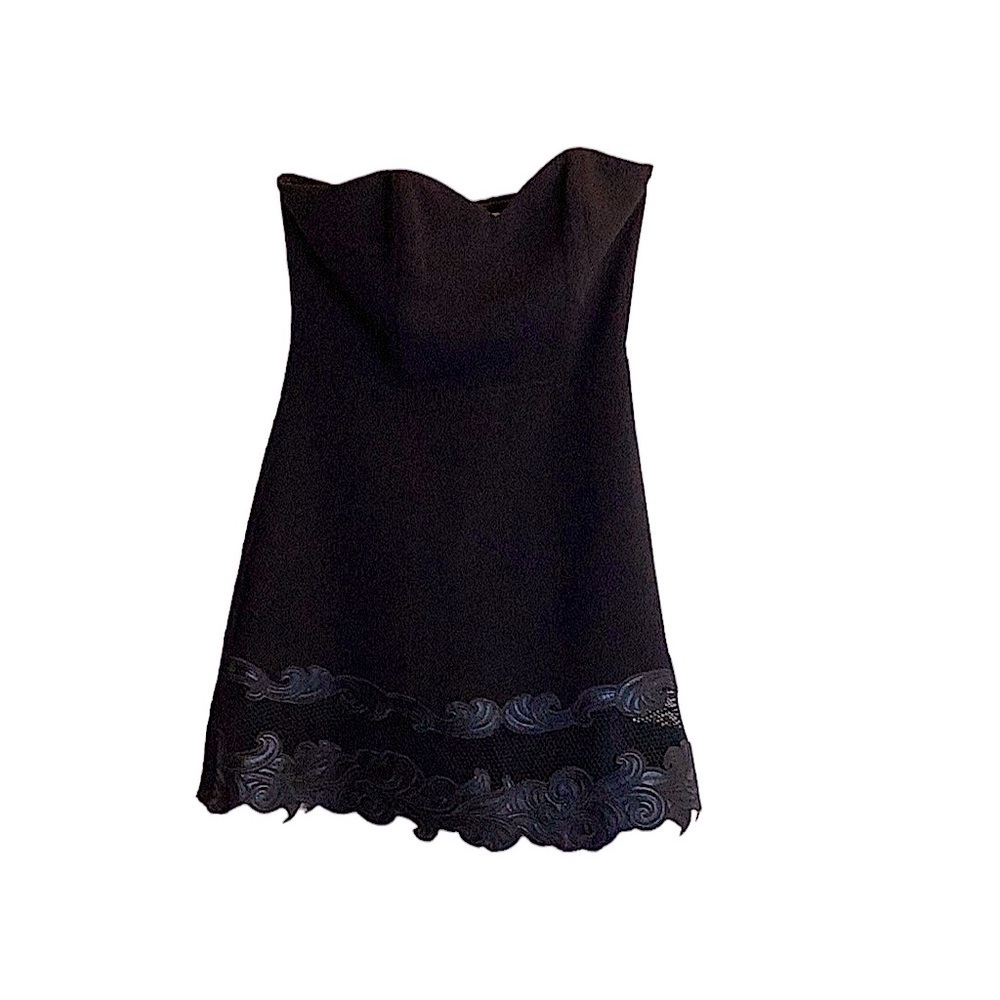 Mustard Seed Strapless Cocktail Dress, Embroidered Accent on Front Hemline XS